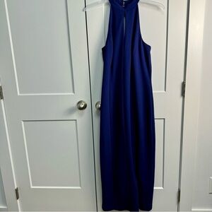 Lane Bryant Maxi Dress Size 14 Halter Sleeveless Open Back Zip Up Color - Blue
